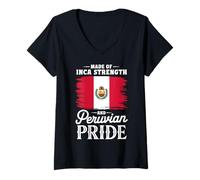 Donna Flag Peru Girl Peruvian Sud America Paese Maglietta con Collo a V