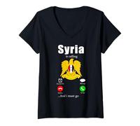 Donna FLAG SIRIA DI REGALO SIRIA VINTAGE Damasco Siriano Maglietta con Collo a V