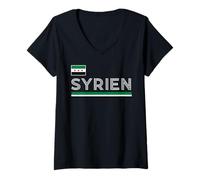 Donna FLAG SIRIA DI REGALO SIRIA VINTAGE Damasco Siriano Maglietta con Collo a V