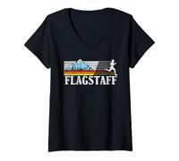 Donna Flagstaff Trail Running Retro Mountains 80s Graphic Maglietta con Collo a V