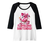 Donna Flamasing Bartender, Fenicottero Rosa, Scena Tropicale sulla Spiaggia per Donne Maglia con Maniche Raglan