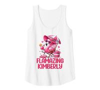 Donna Flamasking Kimberly, Fenicottero Rosa, Scena Tropicale sulla Spiaggia per Donne Canotta