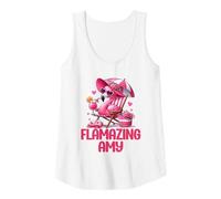 Donna Flamazing Amy Pink Flamingo Tropical Beach Scene Donna Canotta