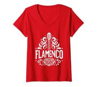 Donna Flamenco Chitarra Spagnola - Flamenco Guitar Art Maglietta con Collo a V
