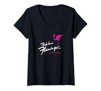Donna Flamingo Hotel Casino Las Vegas retrò Vintage Maglietta con Collo a V