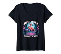 Donna Flamingo Ritual Sleep Token Estetico Moon Vibes Maglietta con Collo a V