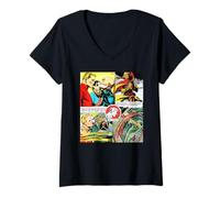 Donna Flash Gordon Cattura Ming Retro Comic Frames Maglietta con Collo a V