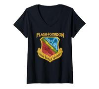 Donna Flash Gordon Mongo Bomber Squadrone retrò Fumetto Maglietta con Collo a V