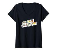 Donna Flash Gordon Retro Testo Logo Comic Maglietta con Collo a V