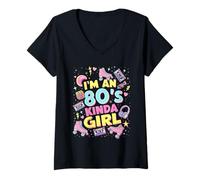 Donna Flashback di I'm An 80's Kinda Girl to Fun Times Design Maglietta con Collo a V