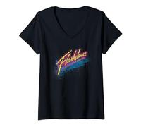 Donna Flashdance Spray Logo Maglietta con Collo a V
