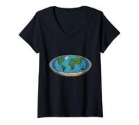 Donna Flat Earth Citazione divertente Sembra Flat To Me Looks Flat Significato Maglietta con Collo a V