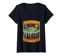 Donna Flat Earth Retro Comic Conspiracy Theory Regalo Maglietta con Collo a V