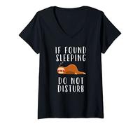 Donna Flat Sloth, Love to Sleep, If Found Sleeping Maglietta con Collo a V