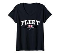 Donna Fleet England Maglietta con Collo a V