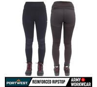 Donna Flexi Lavoro Legging Elasticizzato Vita Alta Ripstop Portwest KX380 Nero