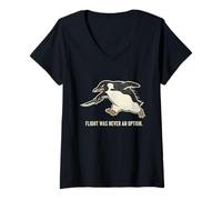 Donna Flight Was Never An Option - Divertente Coltello con Asta, Divertente Pinguino Maglietta con Collo a V