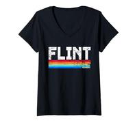 Donna Flint Michigan Regali Flint Michigan Flint Mi Flint Città Natale Maglietta con Collo a V