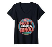 Donna Flock It I'm Going To Bingo Senior Play Hobby Game - Maglietta con Collo a V