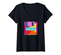 Donna Floppy Disk - I'm This Old T-Shirt Divertente Old School Gifts Maglietta con Collo a V