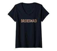 Donna Floral Bridesmaid Bride Team Bridal in Progress Wedding Atmosfera Maglietta con Collo a V