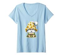 Donna Floral Summer Gnome Make A Little Wish Dandelion Flower Maglietta con Collo a V
