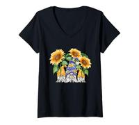Donna Floral Sunflower GNOME Love & Heart for Hippies And Gardener Maglietta con Collo a V