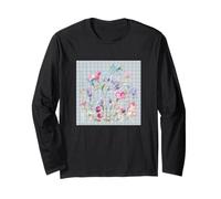 DONNA FLOREALE ACQUERELLO BOTANICO FIORE LIVELLA E FORMICHE Maglia a Manica