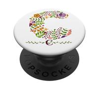 Donna floreale C iniziale acquerello floreale floreale lettera fiore PopSockets PopGrip Adesivo