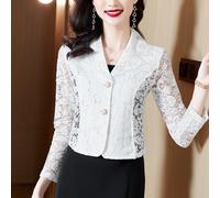 Donna Floreale Pizzo Abito Giacca Bottoni Cardigan Corto Coprispalle Scialle Top
