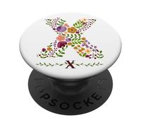Donna floreale 'X' acquerello iniziale lettera fiore botanico PopSockets PopGrip Adesivo