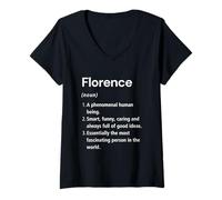 Donna Florence Definizione del nome Dizionario divertente Maglietta con Collo a V