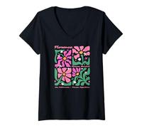 Donna Florence Floral Market Boho Floral - Top da Donna Maglietta con Collo a V