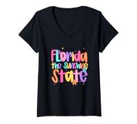 Donna Florida The Sunshine State Adventure Fun Maglietta con Collo a V