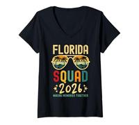 Donna Florida Vacation Squad 2026 Group Matching Family Vacation Maglietta con Collo a V