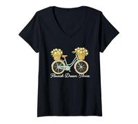 Donna Flourish Dream Thrive Lovely Floral Bike con cestino a tulipano Maglietta con Collo a V