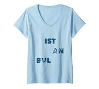 Donna Flower City Turchia - Istanbul Maglietta con Collo a V