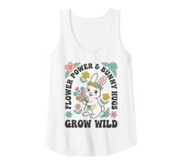 Donna Flower Power Bunny Hugs Grow Wild, Simpatico Coniglietto Pasquale Floreale Canotta