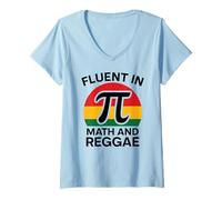 Donna Fluente in Matematica e Reggae Funny Pi 3.14 Matematica Geometria Maglietta con Collo a V
