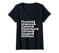 Donna Fluorine & Uranium & Carbon & Potassium Secret Message Funny Maglietta con Collo a V