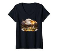 Donna Fly High Jackie, Jackie And Shadow Bald Eagle Maglietta con Collo a V