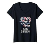 Donna Flying Is My Inspo - Design vintage con aereo Maglietta con Collo a V