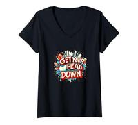 Donna Focus Forward con Get Your Head Down Speech Maglietta con Collo a V