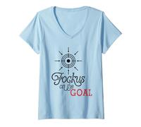 Donna Focus on The Goal Target Graphic Motivation Discipline Quote Maglietta con Collo a V