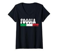 Donna FOGGIA City Italia Vintage Bandiera Italia per Gli Amanti dei Viaggi Maglietta con Collo a V