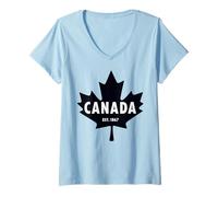 Donna Foglia d'acero classica Canadian Heritage Canada Est. 1867 Maglietta con Collo a V