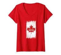 Donna Foglia d'acero per Canada Giornata del Espatriati Canadesi Maglietta con Collo a V