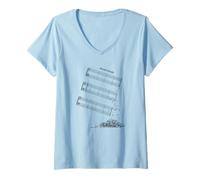 Donna Foglio Musicale Senza Note Silent Night Astro del Ciel Maglietta con Collo a V