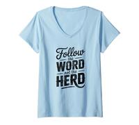 Donna Follow The Word Not The Herd Christian Bible Verse Scripture Maglietta con Collo a V