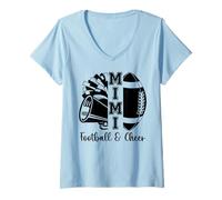 Donna Football Cheer Mimi Grandma High School Cheerleader Pom Pom Maglietta con Collo a V